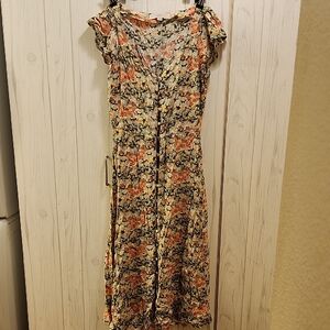 LOFT Multicolor Floral Midi Dress